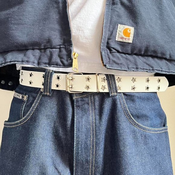 Other - Y2K 2000s vintage white silver star studded goth emo grunge skater belt